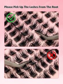 Rikuaild 96片蓬松簇状假睫毛，DIY睫毛嫁接，D型卷翘蓬松簇状假睫毛，卡通风格单根假睫毛，蓬松簇状假睫毛，放大双眼，适合日常佩戴 - D - 查看 7