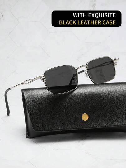 زوج من نظارات الشمس للرجال بتصميم مربع معدني للزينة، مناسب للصيف والشاطئ والخارج والسفر