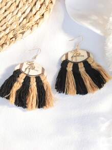 1 Pair Bohemian Football Tassel Bow Earrings, Suitable For Sports Season Wear