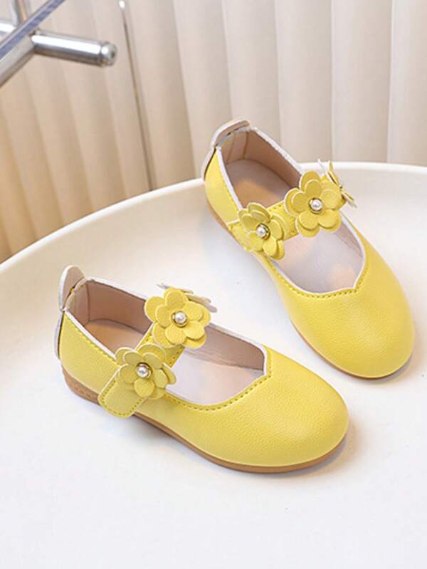 Girls Soft Bottom Comfortable Flower Flats, Fashionable Cute Princess Shoes For Spring & Summer, 1 Pair Party Occasion Slip-On Shoes