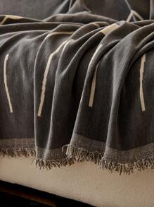 1 件简约素描印花雪尼尔沙发套，四季皆宜，防刮防尘 - 灰色 - 查看 4