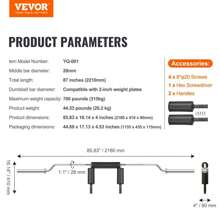 Squat Bar 700 Pounds Heavy Duty Squat Bar With Comfortable Shoulder And Arm Pads 28mm Diameter Ideal For Front Squats Lunges Rehabilitation And Physical Therapy - Black - View 7