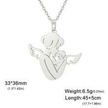 1 Stainless Steel Angel Mother And Child Name Date And Text Custom Necklace Birthday And Mother's Day Memorial Gift For New Mothers