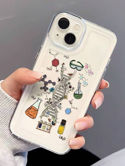 1pc Science & Biology Pattern White Pupil Full Coverage Anti-Drop Anti-Fingerprint Phone Case Compatible With IPhone