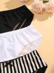 3pcs/Set Women Lace Patchwork Seamless Simple & Comfy Bikini Panties - Multicolor - View 6