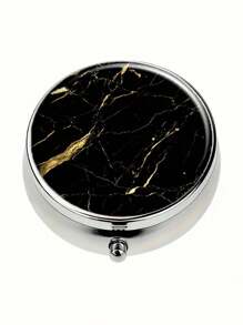 1pc Marble Patterned Pill Box With 3 Compartments, Mini Pill Case, Wallet Pill Holder, Travel Portable Pocket Pill Box - Unique Gift - Multicolor - View 4