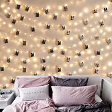 LED Photo Clip String Lights, 3 Meters 20 Clips/5M 30 Clips/10M 50 Clips/15M 50 Clips/20M 100 Clips, Fairy Light Photo Clips, USB/Battery Powered Fairy Lights, Suitable For Dorms, Bedrooms, Christmas, Parties, Weddings, Halloween, Christmas Decor (Warm White)