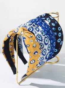 Bandana de Moda Coreana com Estampa de Olho de Demônio em Tecido, Acessório de Cabelo Versátil Minimalista com Coroa Alta Personalizada para Mulheres, Faixa de Cabelo, Tiara