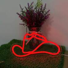 1 pieza Señal de neón de sombrero vaquero, decoración de pared con alimentación USB para bares, dormitorios, decoración de bodas, salas de estar, señales de neón para pared y decoración de mesa con luz - sombrero de vaquero - Ver 13