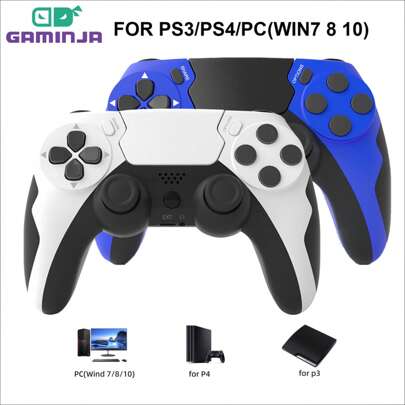  GAMINJA P48 无线控制器，兼容 /Slim/Pro/PS3/PC，双震动，扬声器，六轴陀螺仪，耳机插孔，触摸板