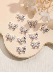 1/2/3PCS 3D Hình Bướm Trang Sức Nghệ Thuật Làm Móng Tay, Màu Bạc Đá Quý Trang Trí Móng Tay, Phụ Kiện Trang Trí Móng Tay Tự Làm Đá Quý Trang Trí Móng Tay - Bạc - Xem 4