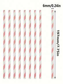 25/100 قشاطة مخططة باللون الوردي والأزرق الفاتح، أقطار 6 مم، قشاطات ورقية مخططة كرتونية جميلة بطول 197 مم - خيار مثالي لحفلات أعياد الميلاد والزفاف والذكرى السنوية وعيد الأم والمستلزمات المدرسية