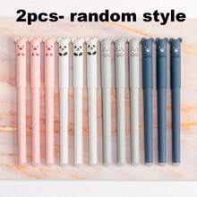 12 piezas Bolígrafo de pegamento borrable con diseño de animales lindos, tamaño mediano, recargable y lavable, tinta azul/negra de 0.5mm, plástico, para útiles de oficina y escolares, estilo aleatorio de vuelta a clases