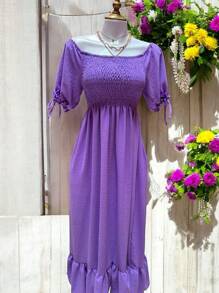 VESTIDO LARGO TIPO CAMPESINO CON MANGA MOD. ALY - Bruma de Lavanda - Ver 7