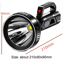 Superhelle LED-Taschenlampe, wiederaufladbar über USB, tragbarer Handscheinwerfer mit hoher Leistung für sehr lange Entfernungen, Suchscheinwerfer, ideal für Outdoor, Camping, Wandern, Notfälle