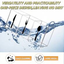 1 件亚克力餐具收纳盒，透明勺子和叉子架，精美 3 隔间餐具收纳盒，易清洁塑料餐具架，适合家庭使用的大型银器收纳盒 - 彩色 - 查看 8