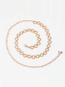 1pc Women's Metal Geometric Double Circle Waist Chain, Fashion Party Accessories, Suits Dresses Waist Belt - Waist Chain - View 6