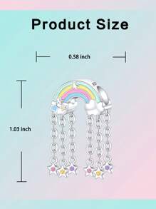 Silver Plated Charm Rainbow Clouds Stars Tassels Colorful Beads Charm Pendant Ball Suitable For Bracelets DIY Women's Jewelry - Silver - View 5