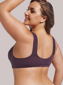 3pcs Set Floral Print Wire-Free Plus Size Women Bras, Front Closure Comfortable Plus Size Lingerie - Multicolor - View 5