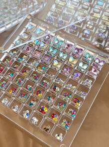 1pc Acrylic Nail Art Rhinestone Jewelry Storage Display Box, Magnetic Organizer Container For Nail Accessories