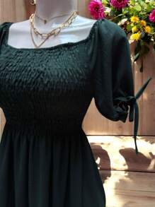 VESTIDO LARGO TIPO CAMPESINO CON MANGA MOD. ALY - Verde Niebla - Ver 6