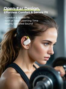 havit 开放式耳机，Rinning 耳机，电池续航时间长达 64 小时，并配备 ENC 增强型清晰通话功能，白色耳机，IPX5 防水，可调节耳钩，超舒适，可连接双设备 -OWSFIT02A - 白色 - 查看 4