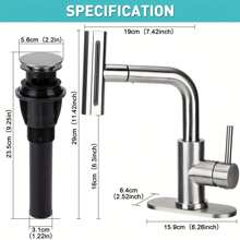 A 4-In-1 Bathroom Faucet, Matte Black Modern Single-Handle Pull-Out Bathroom Sink Faucet, 1 Hole Or 3 Holes, With Pop-Up Drain And Base Mounting Plate, Stainless Steel Faucet For Bathroom Sink Vanity