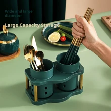 Chopstick Holder With Draining Bucket, Lightweight Luxury Home Kitchen Chopstick Storage Box - Multicolor - View 3