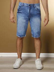 Wholesale Men's Bermuda Jeans Lycra Elastane - Blue - View 4