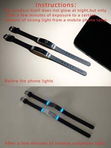 ATLVXJL 2pcs/Set Glow-In-The-Dark Minimalist Heart Decor Couple/Friendship Bracelet Set, Casual Accessory Suitable For Daily Wear, Valentine's Day And Halloween Gift