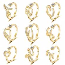 Juego de 26 anillos con letras del alfabeto inglés, joyería de anillos versátiles y ajustables de extremo abierto, regalo ideal para vacaciones