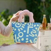 1 Bolsa Grossa para Lanche com Isolamento, Bolsa para Lanche com Desenho à Mão Livre, para Estudante e Trabalhador de Escritório, com Arroz