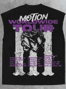 Men's Summer Y2K Style Multi-Element Letter Print High-Quality Inkjet Soft & Breathable Fashionable Versatile Crew Neck Tank Top - Multicolor - View 2