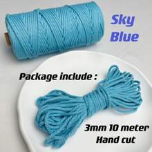3 毫米 10 米粗棉绳花边绳 100% 天然棉质花边绳 DIY 工艺品适用于手工制作家庭聚会婚礼装饰 - 3毫米10米 - 查看 40