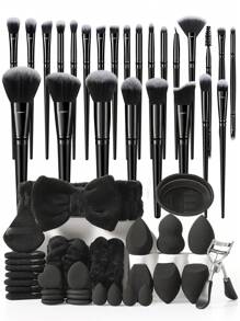 Set di pennelli da trucco da 56/46/44/31/18 pezzi con kit completo, include 25 pennelli da trucco, pennello per cipria, pennello per fard, pennello per illuminante, pennello per ombretto, pettinino per ciglia, pennello per eyeliner, pennello per contouring, 6 spugne per trucco, 6 spugne trucco triangolari per cipria e fondotinta, 3 mini spugne per trucco, 1 ciotola per la pulizia dei pennelli da trucco