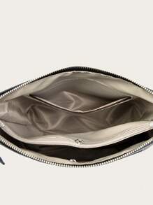 1 peça Bolsa mensageiro elegante para mulheres, cor sólida, alça removível, fecho de zíper, forro de poliéster, bolsa de ombro versátil para uso diário