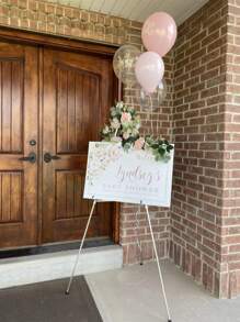 1PC 66inch Foldable Easel Stand, Baby Shower Sign Easel Stand - Portable Display Stand - Holds 5lbs" For Baby Shower Party Banner And Poster Display Adjustable Metal Tripod Ground And Tabletop Easel Stand, Large Floor Adjustable Metal Painting Easel Tripod Black Base Easter Gift,Wedding Basics Easel Stand Instant Floor Poster Lightweight Collapsible Birthday Wedding Outdoor Decoration