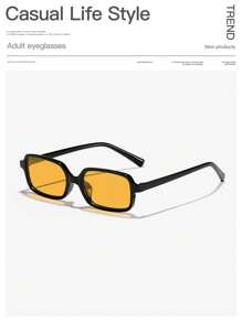 1 pièce Lunettes de style vintage avec cadre rectangulaire, mode pour hommes, tenues décontractées, convient pour la sortie, les vacances d'été à la plage, l'extérieur, les voyages