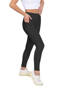 5pcs Pink Women Legging With Pocket Full Stretch High Waist Tummy Control Workout Yoga Pants