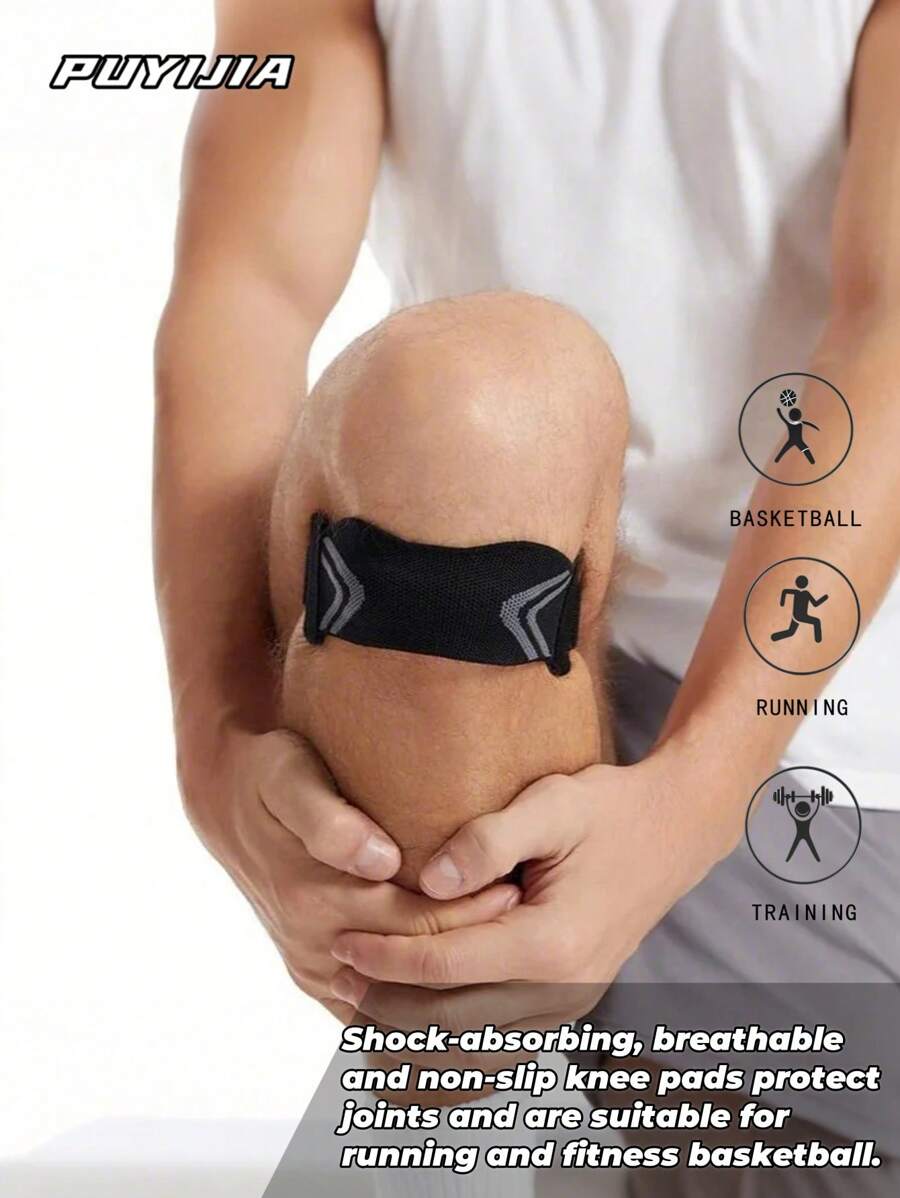 1 件减震透气防滑护膝带，保护关节，硅胶压力，适合跑步健身篮球。