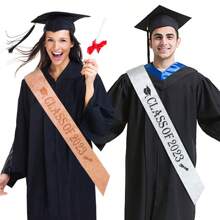 1 Black Senior 2025 Satin Sashes With Golden Printing - "CLASS OF 2025" Graduation Party Supplies For Celebrations, Perfect For Graduates And Graduation Events, Event Graduation Items | Class Of 2025 Apparel | Fabric Sash - Multicolor - View 7