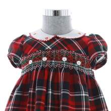 Vestido Niñas Cuadros Rojo Cuello Blanco 0 A 5 Años 3937 - Rojo - Ver 2