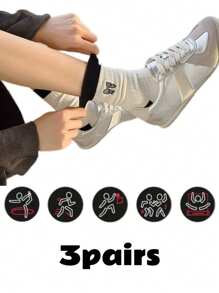 3/1 Pair Women's Black Mid-Calf Socks, Striped Knee-High Socks, Casual Ribbon Accent Thin Socks, Versatile And Fashionable Sports/Leisure Socks, Spring/Summer - View 1