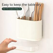 1 Non Perforated Tableware Storage, Chopstick Holder, Material ABS Material, Can Be Countertop Or Wall Mounted, Versatile Storage, Suitable For Kitchen, Living Room, Bathroom Desktop Storage, Holiday Gifts, Back To School Supplies