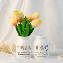 Omas Garten Vase, Blumenvase mit Geburtsblume der Familie, personalisierte Mini-Blumenvase für Mama Oma, Muttertagsgeschenk von den Enkeln