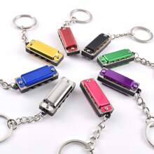 1pc Mini 4-Hole Metal Harmonica Keychain, Beginner Musical Instrument Toy, Birthday Or Holiday Gift - Multicolor - View 12