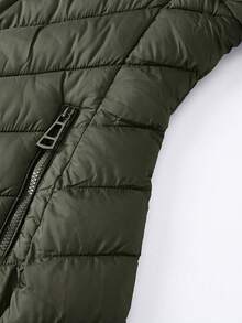 Giolshon Women's Puffer Jacket With Fluffy Hooded Collar, Down Coat For Autumn/Winter - Green - View 5