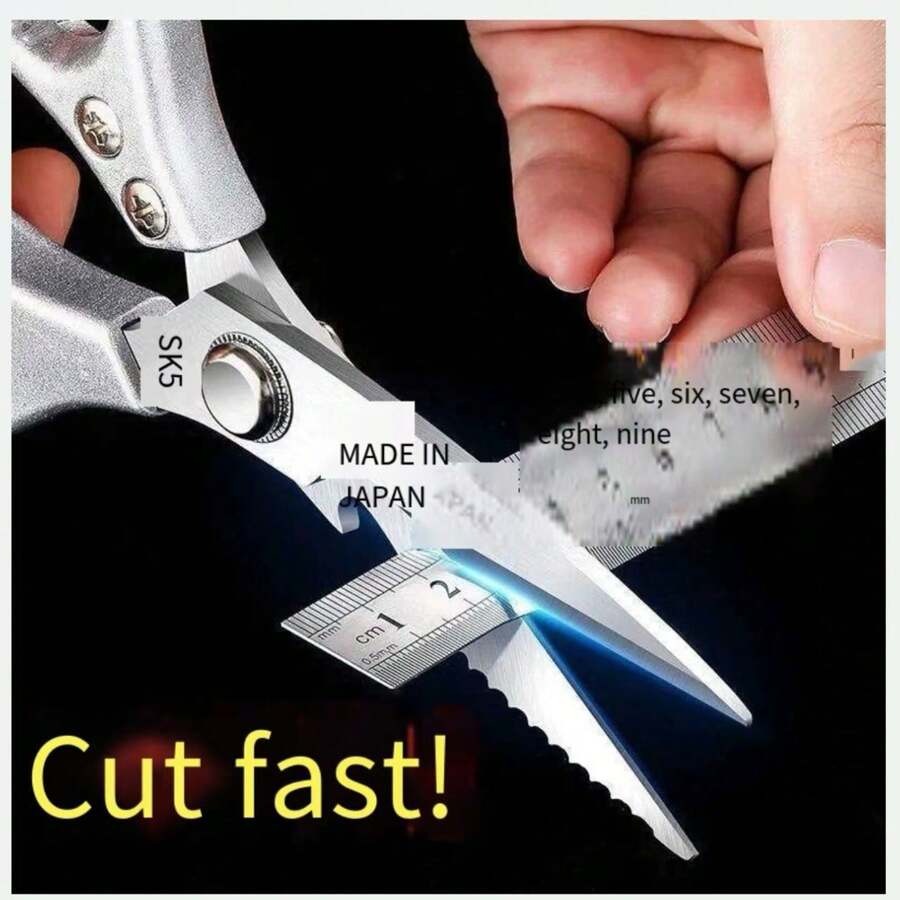 Japanese Imported SK5 Stainless Steel Industrial Heavy Duty Scissors, Kitchen Scissors, Poultry Shears - Silver - View 1