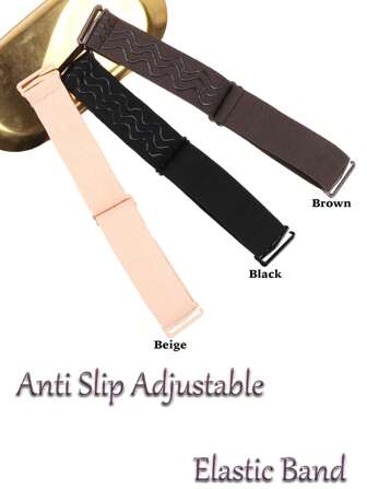 nunify 2 件可调节假发松紧带可拆卸假发带防滑假发带黑色松紧带带硅胶条用于无胶假发制作假发帽配件黑色米色棕色 3 种颜色可选