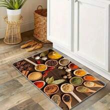 1 Piece, 100% Polyester Fiber Knitted Spice And Chili Kitchen Mat, Machine Washed, Non Slip, Lightweight, Fade Resistant, Low Plush, Farmhouse Style Home Decoration, Laundry Room, Sink Floor Comfort Mat, Adding Spices To Your Kitchen